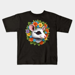 Opossum with flower Kids T-Shirt